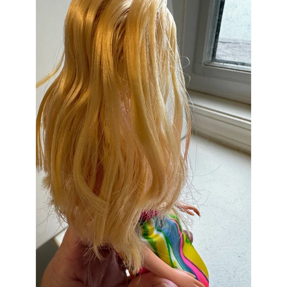 Vtg Superstar Mattel Barbie Doll Philippines Blonde Blue Eyes Psychedelic Dress